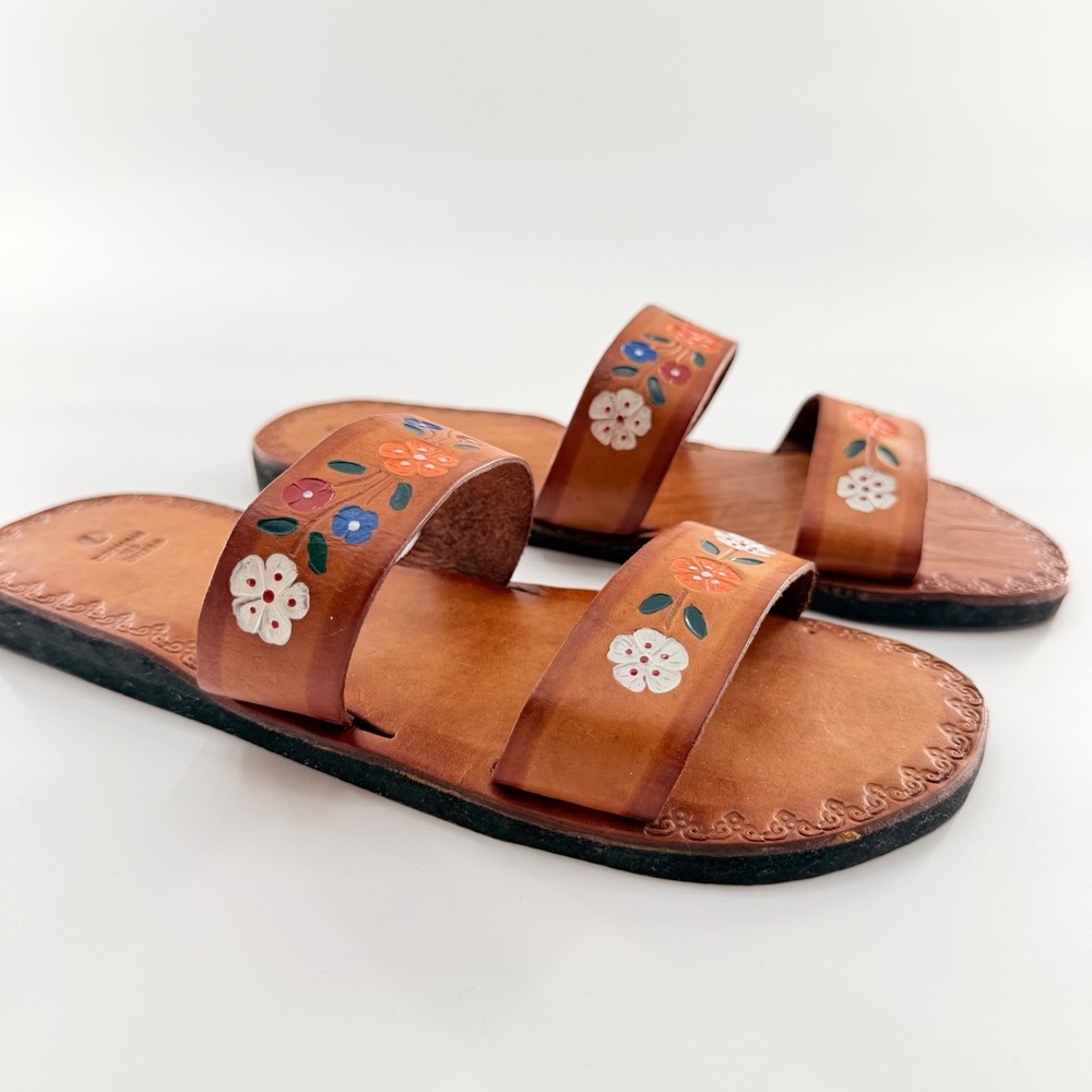Boho Hippie Leather Sandals Mexican Huaraches Southwestern Retro Festival 70s - Picture 5 of 9
